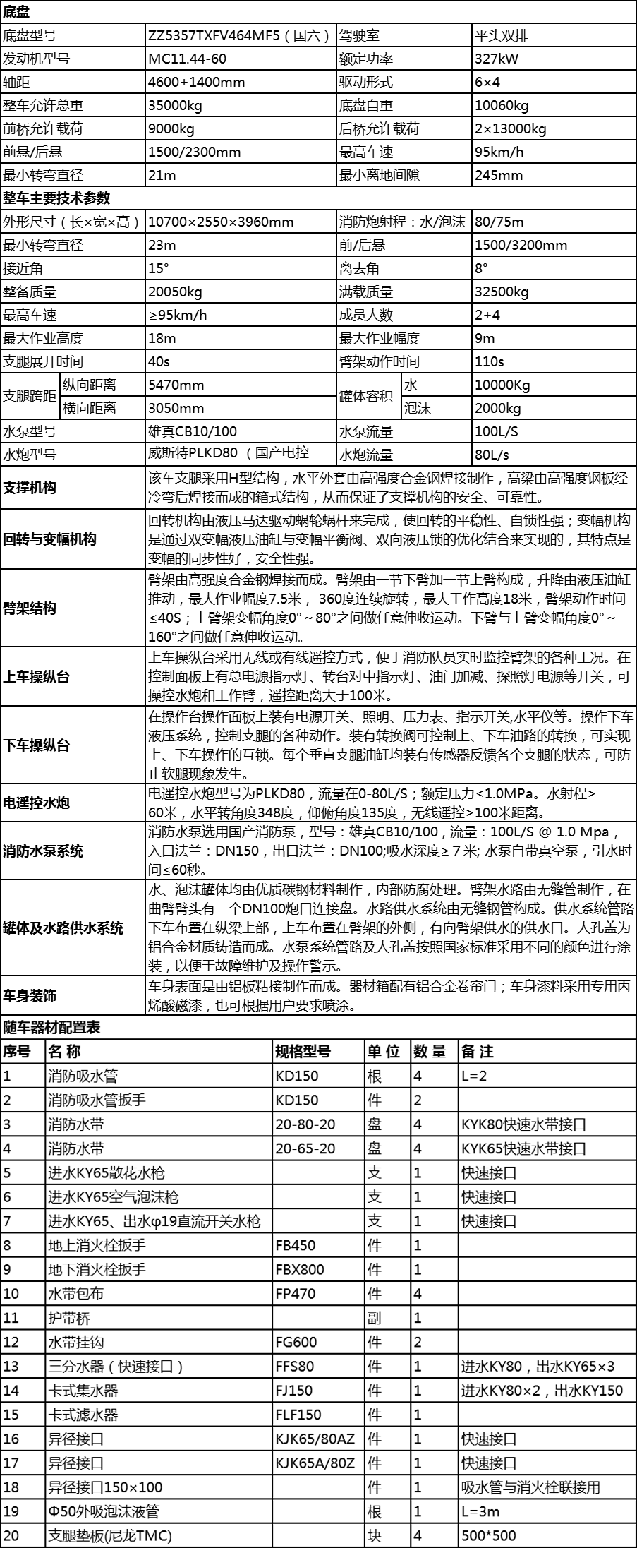 國六豪沃后雙橋12立方18米舉高噴射消防車